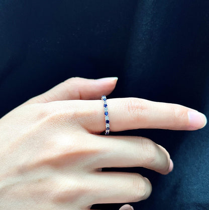 [Royal Jewelry]Exquisite Colorful Round Cut Tennis Ring