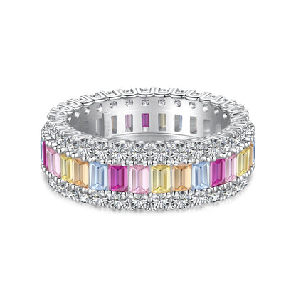 [Royal Jewelry]Dainty Colorful Radiant Cut Daily Ring