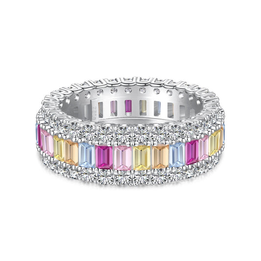 [Royal Jewelry]Dainty Colorful Radiant Cut Daily Ring