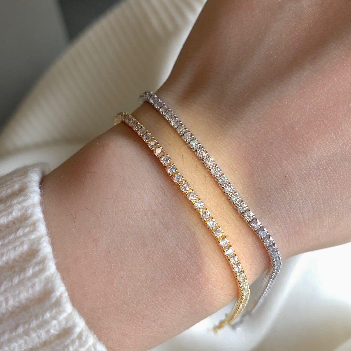 [Royal Jewelry]Radiant Shinning Princess Cut Tennis Bracelet