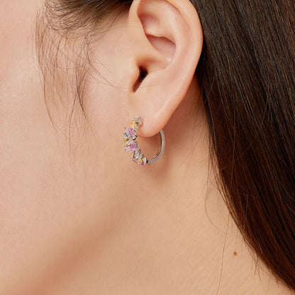 [Royal Jewelry]Dazzling Colorful Emerald Cut Daily Earrings
