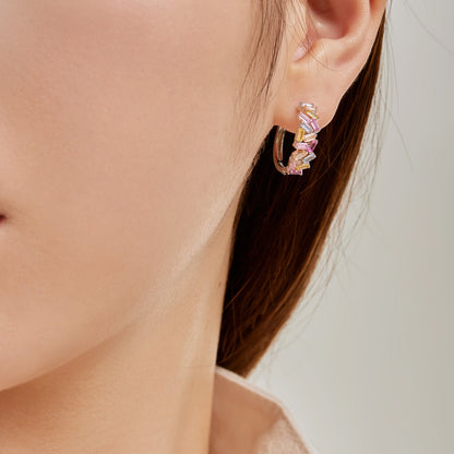 [Royal Jewelry]Dazzling Colorful Emerald Cut Daily Earrings