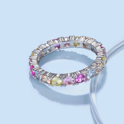 [Royal Jewelry]Dazzling Lustrous Round Cut Tennis Ring