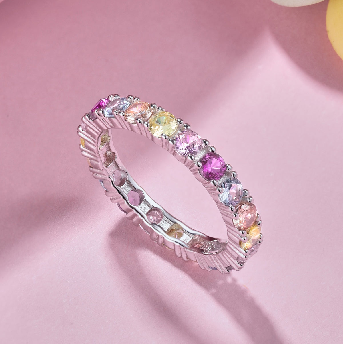 [Royal Jewelry]Dazzling Lustrous Round Cut Tennis Ring