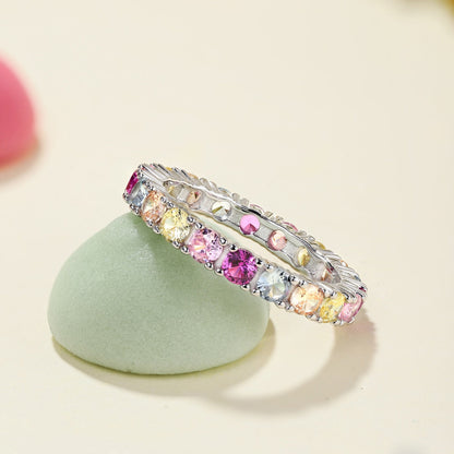 [Royal Jewelry]Dazzling Lustrous Round Cut Tennis Ring
