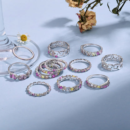 [Royal Jewelry]Dazzling Lustrous Round Cut Tennis Ring