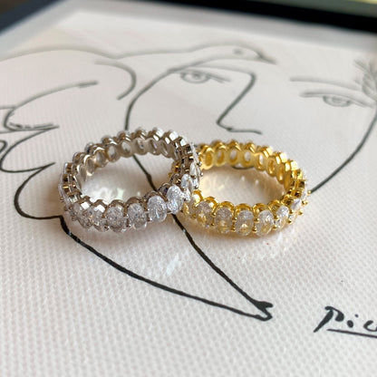 [Royal Jewelry]Ornate Oval Cut Tennis Ring