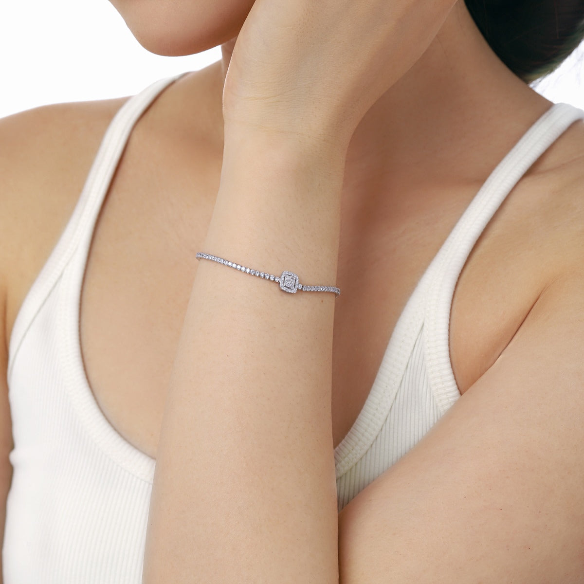 [Royal Jewelry]Luxurious Dazzling Square Shape Banquet Bracelet