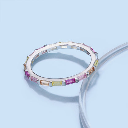 [Royal Jewelry]Exquisite Multicolored Emerald Cut Daily Ring