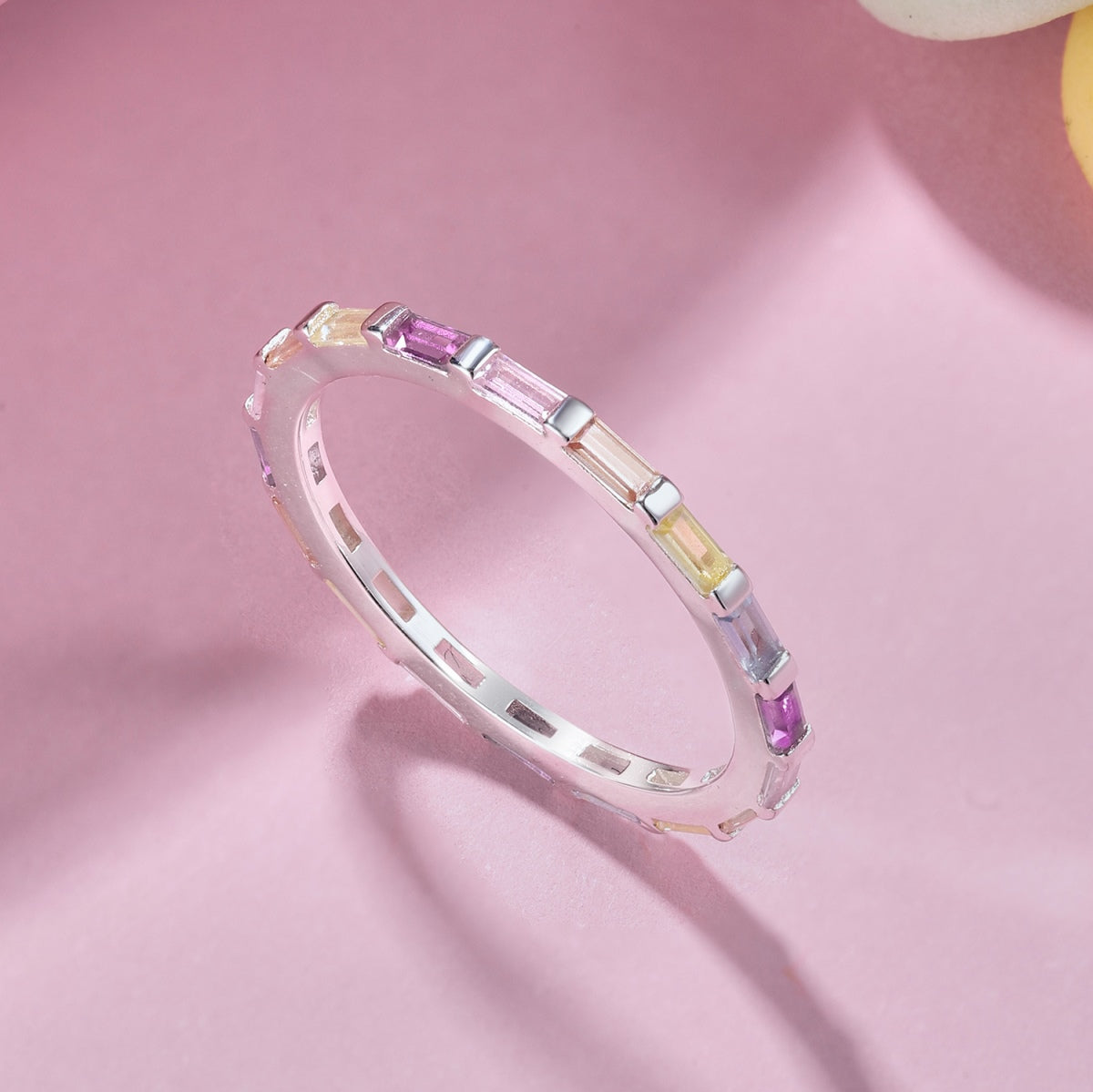 [Royal Jewelry]Exquisite Multicolored Emerald Cut Daily Ring
