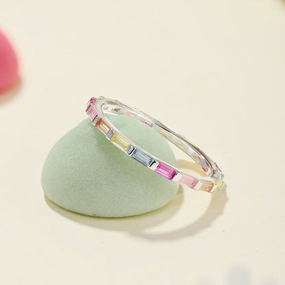 [Royal Jewelry]Exquisite Multicolored Emerald Cut Daily Ring