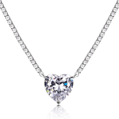 [Royal Jewelry]8.0 Carat Versatile Colorful Sweet Heart-Shaped Tennis Necklace