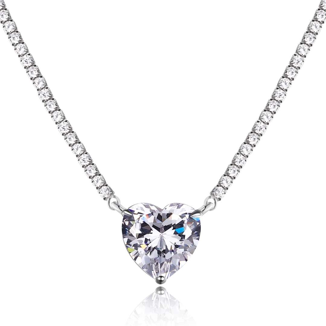 [Royal Jewelry]8.0 Carat Versatile Colorful Sweet Heart-Shaped Tennis Necklace