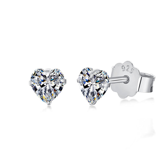[Royal Jewelry]Sparkling Heart Shaped Simple Earrings