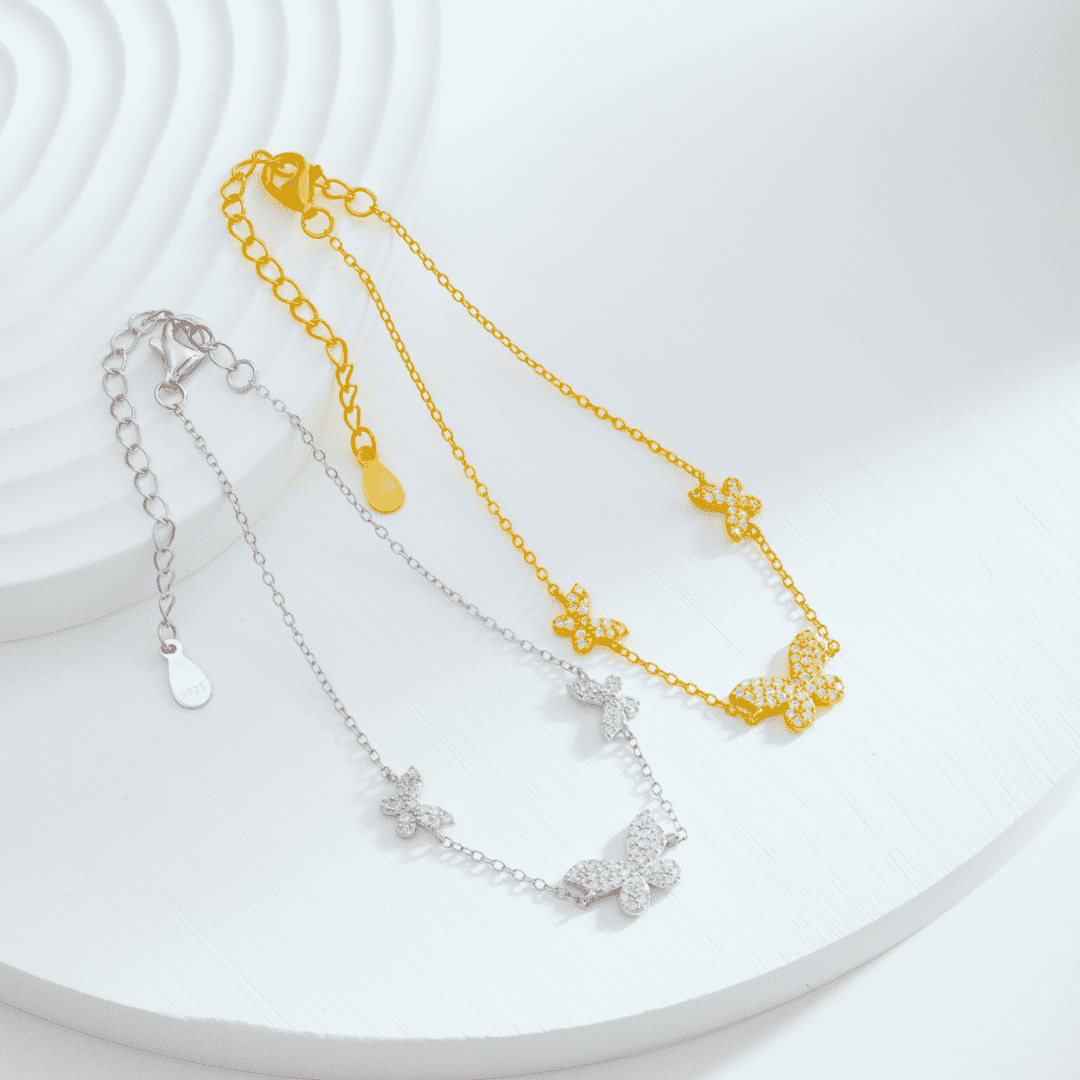 [Royal Jewelry]Delicate Butterfly Pendant Bracelet