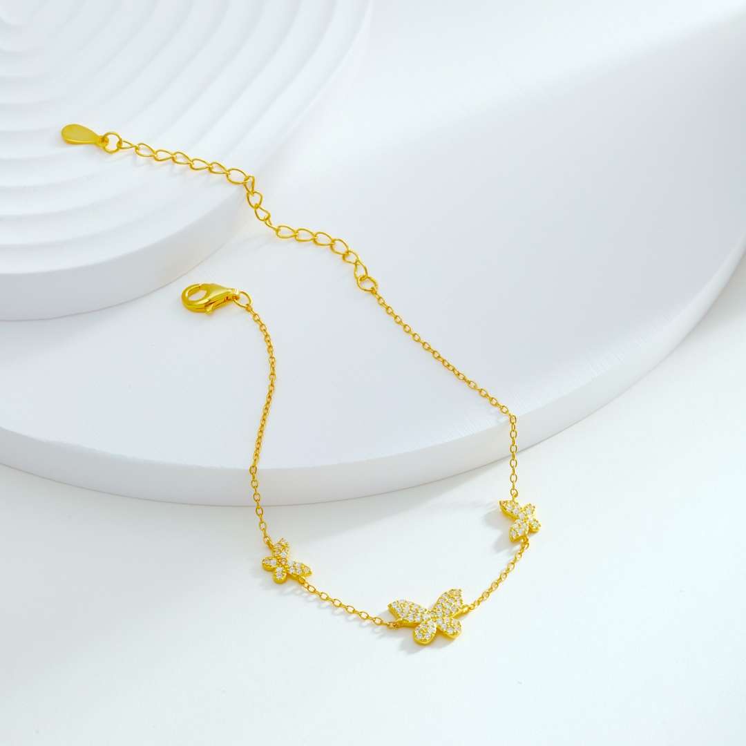 [Royal Jewelry]Delicate Butterfly Pendant Bracelet
