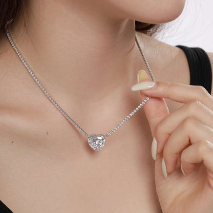 [Royal Jewelry]8.0 Carat Versatile Colorful Sweet Heart-Shaped Tennis Necklace