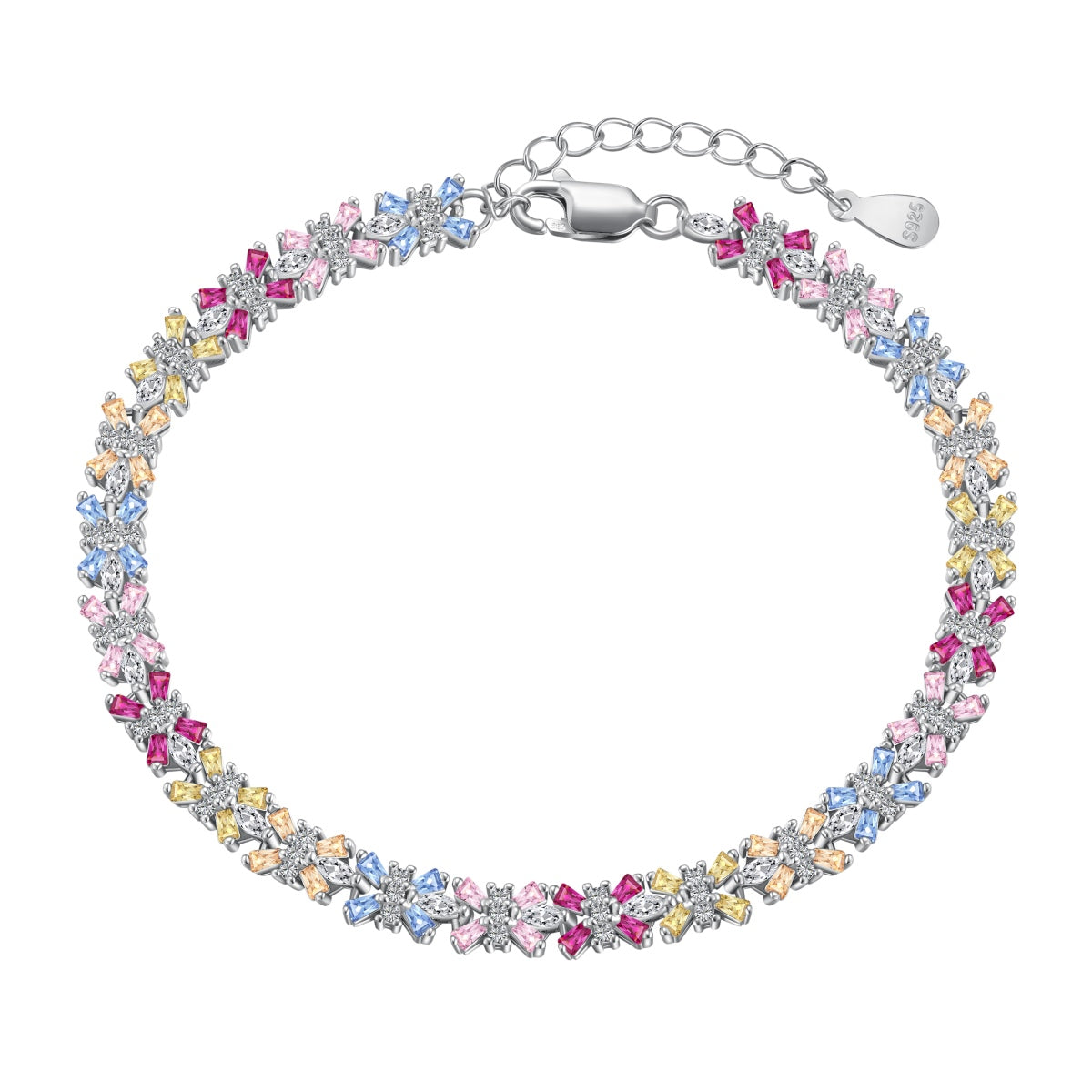 [Royal Jewelry]Radiant Colorful Emerald Cut Party Bracelet