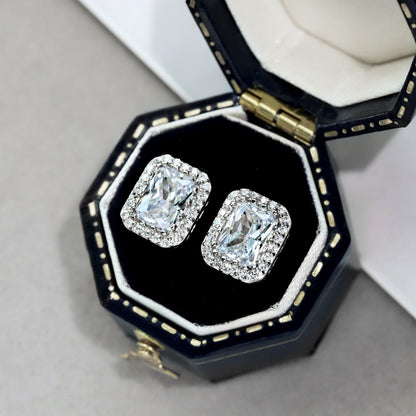 [Royal Jewelry]1.0 Carat Luxurious Dainty Emerald Cut Daily Earrings