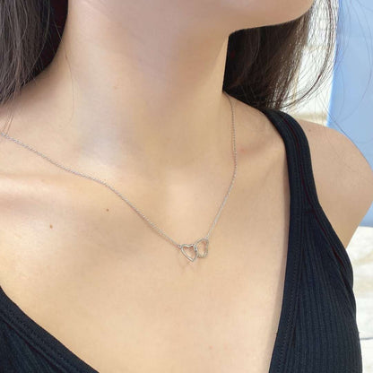 [Royal Jewelry]Sterling Silver Love Double Ring Necklace