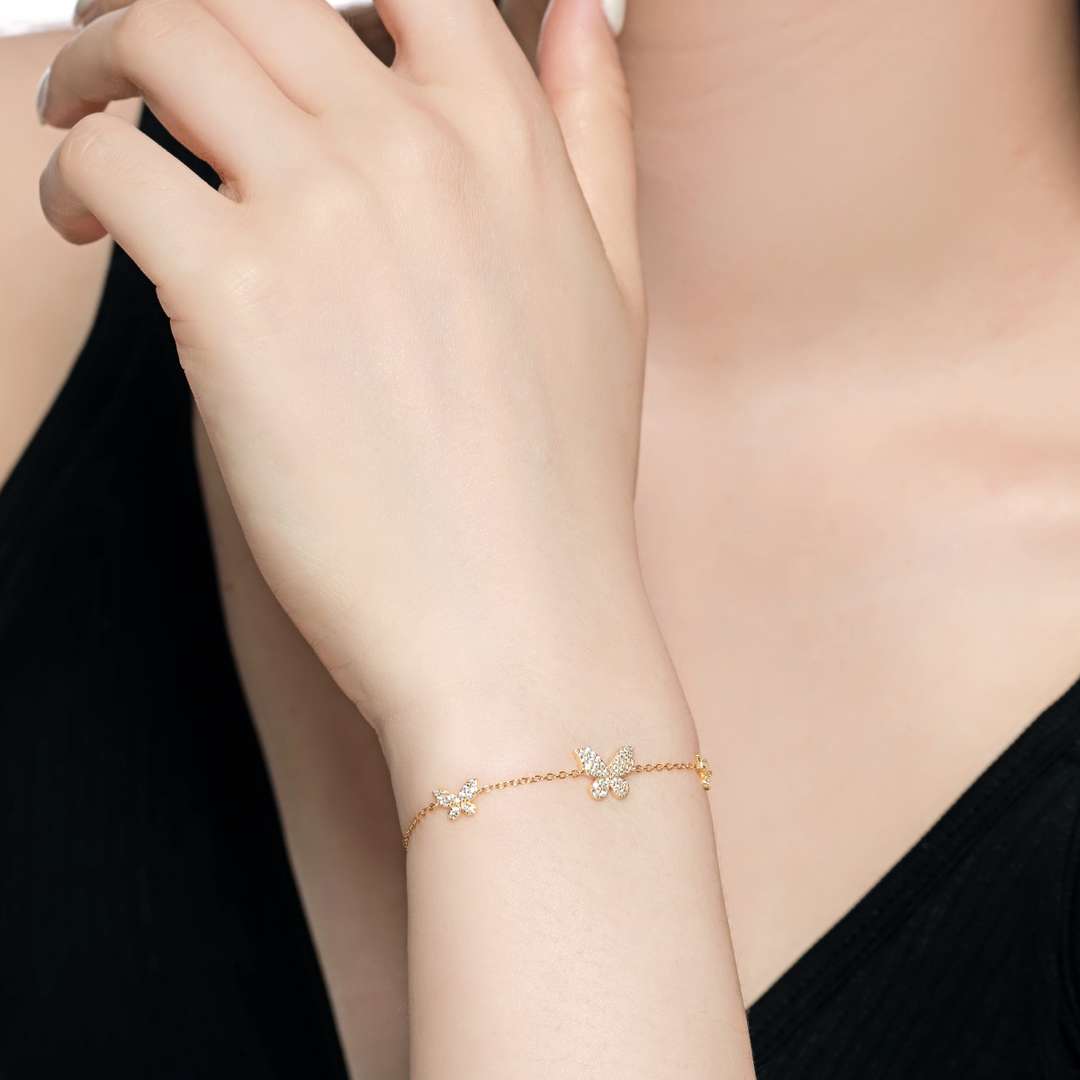 [Royal Jewelry]Delicate Butterfly Pendant Bracelet