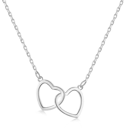 [Royal Jewelry]Sterling Silver Love Double Ring Necklace