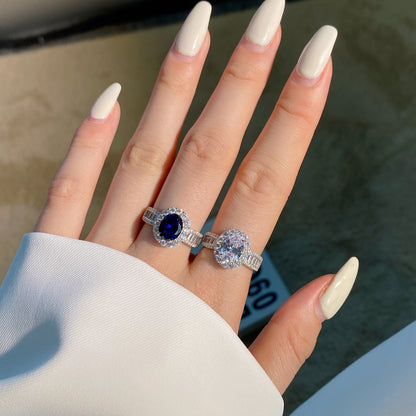 [Royal Jewelry]1.5 Carat Dazzling Charming Oval Cut Banquet Ring