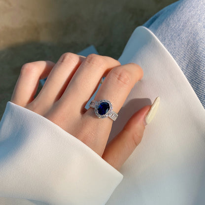 [Royal Jewelry]1.5 Carat Dazzling Charming Oval Cut Banquet Ring
