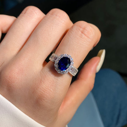 [Royal Jewelry]1.5 Carat Dazzling Charming Oval Cut Banquet Ring