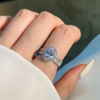 [Royal Jewelry]1.5 Carat Dazzling Charming Oval Cut Banquet Ring