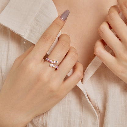 [Royal Jewelry]Charming Colorful Radiant Cut Adjustable Daily Ring