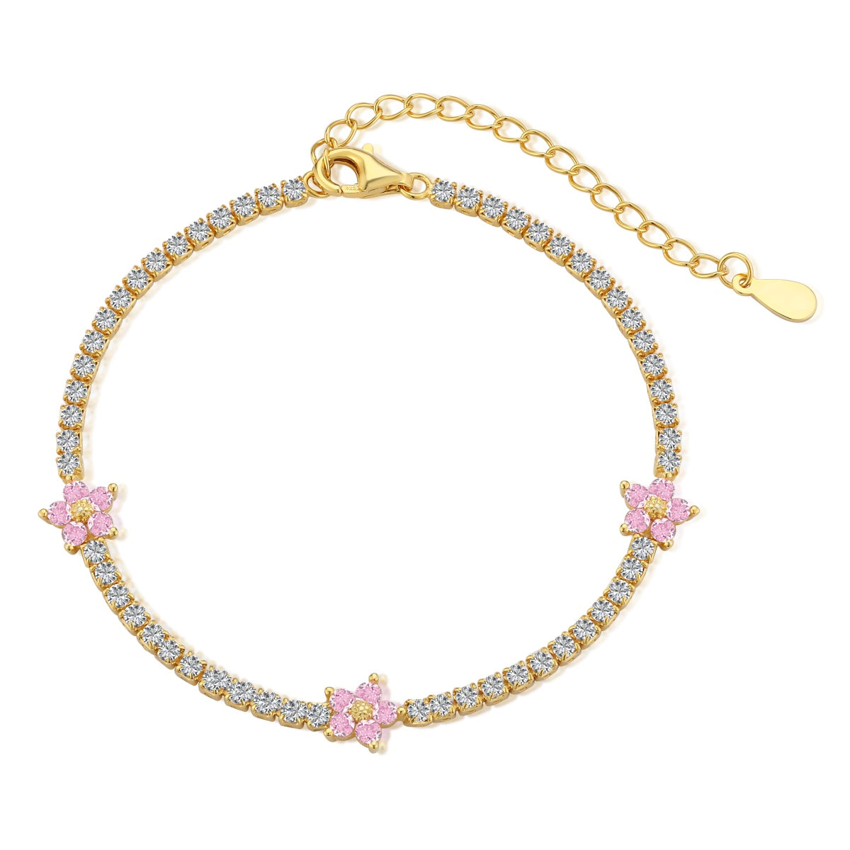 [Royal Jewelry]Sparkling Flower Shape Tennis Bracelet