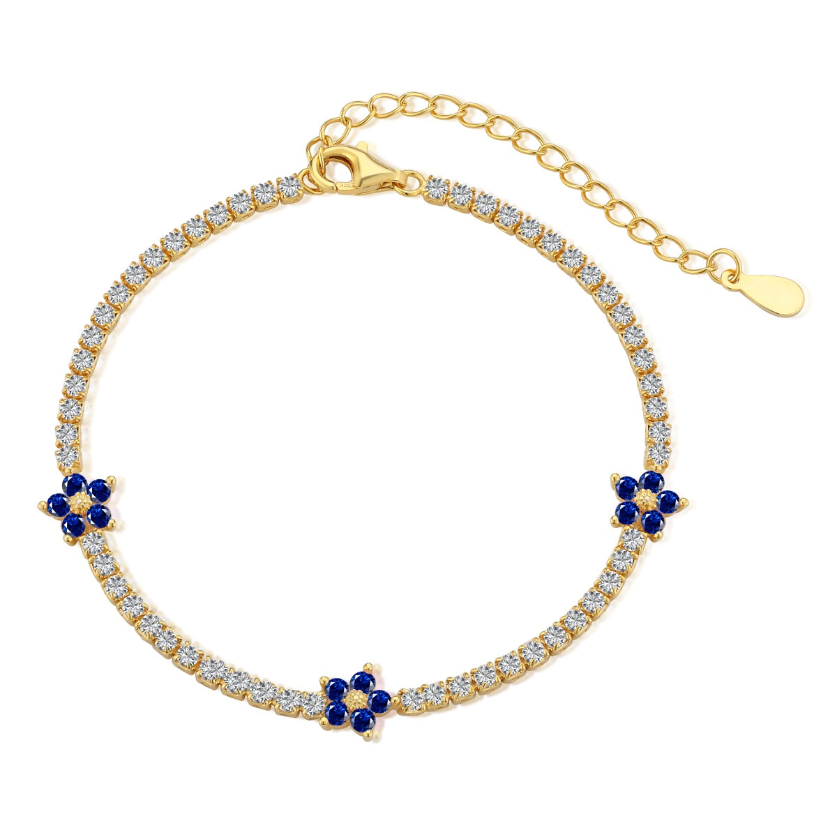 [Royal Jewelry]Sparkling Flower Shape Tennis Bracelet