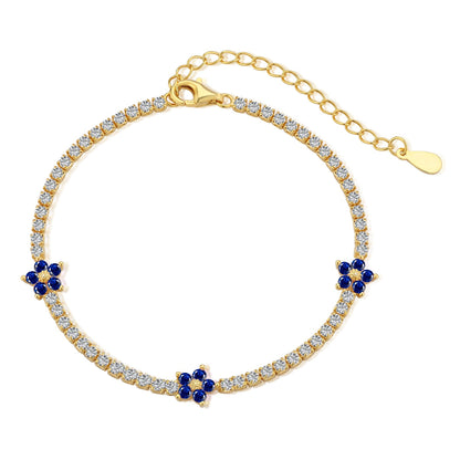 [Royal Jewelry]Sparkling Flower Shape Tennis Bracelet