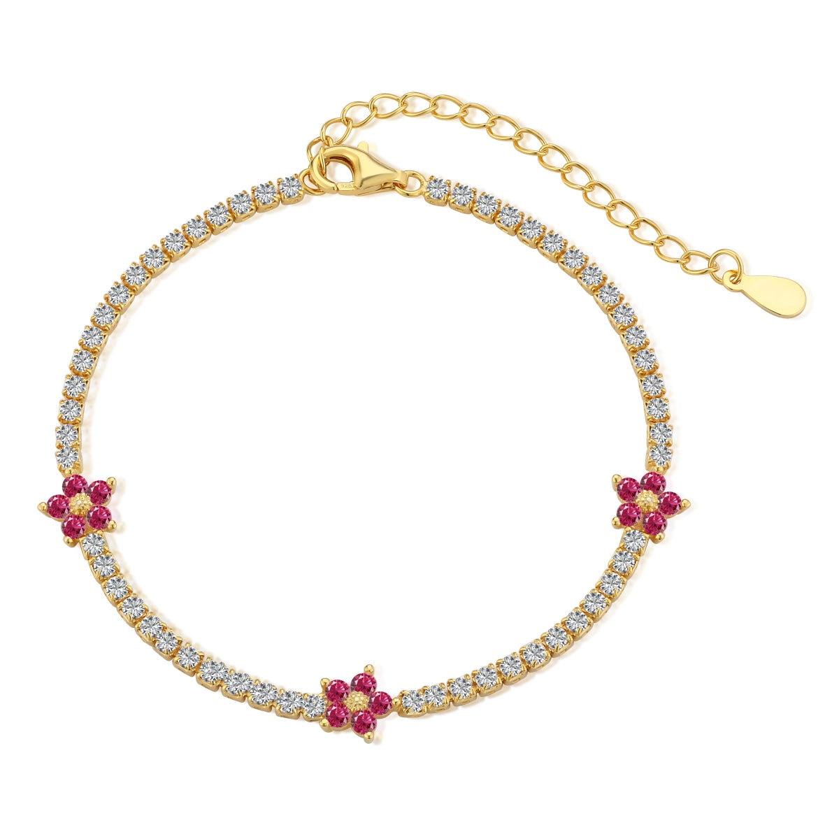 [Royal Jewelry]Sparkling Flower Shape Tennis Bracelet