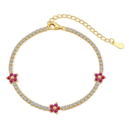 [Royal Jewelry]Sparkling Flower Shape Tennis Bracelet