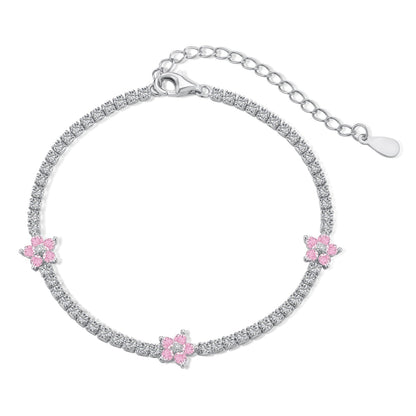 [Royal Jewelry]Sparkling Flower Shape Tennis Bracelet