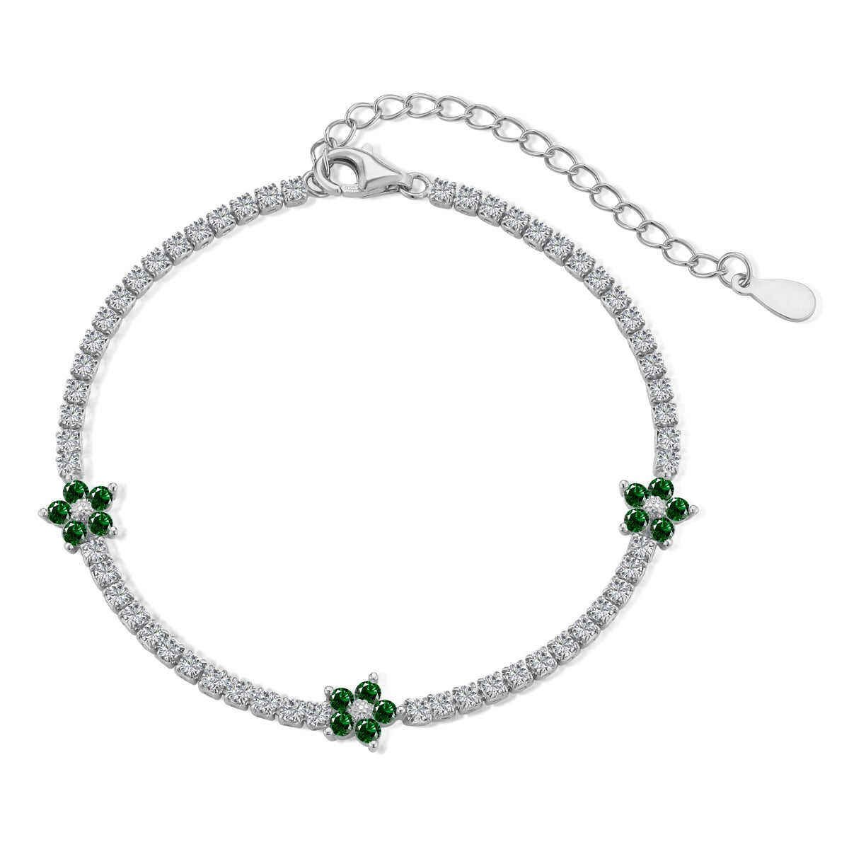 [Royal Jewelry]Sparkling Flower Shape Tennis Bracelet