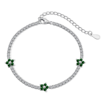 [Royal Jewelry]Sparkling Flower Shape Tennis Bracelet