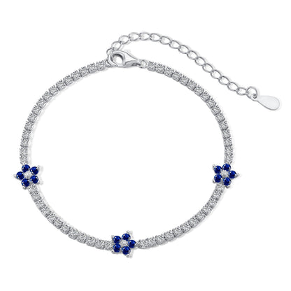 [Royal Jewelry]Sparkling Flower Shape Tennis Bracelet