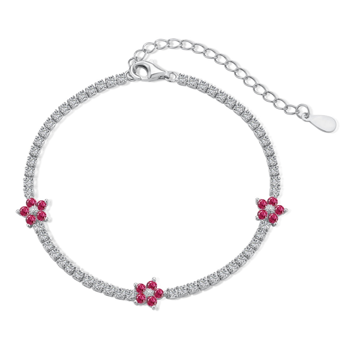 [Royal Jewelry]Sparkling Flower Shape Tennis Bracelet
