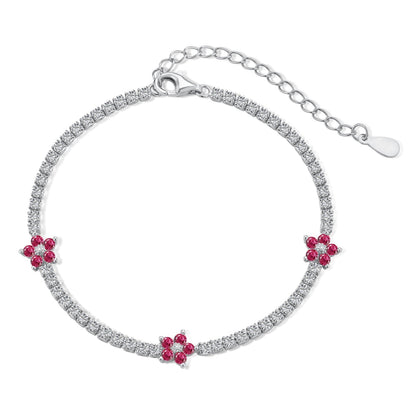 [Royal Jewelry]Sparkling Flower Shape Tennis Bracelet