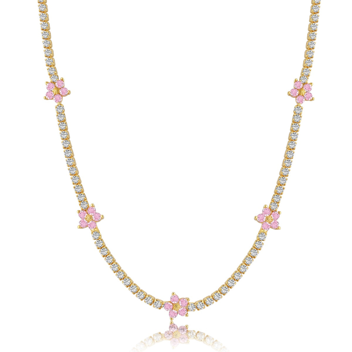 [Royal Jewelry]Luxurious Colorful Flower Tennis Necklace
