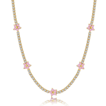 [Royal Jewelry]Luxurious Colorful Flower Tennis Necklace