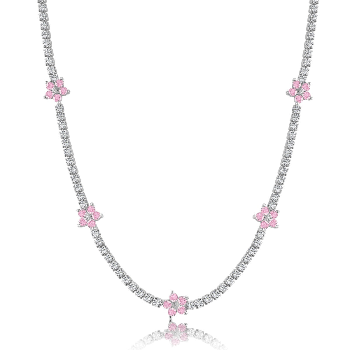 [Royal Jewelry]Luxurious Colorful Flower Tennis Necklace