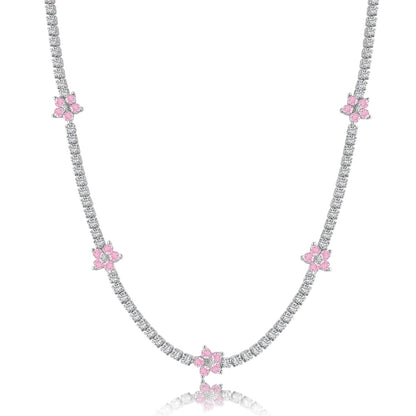 [Royal Jewelry]Luxurious Colorful Flower Tennis Necklace