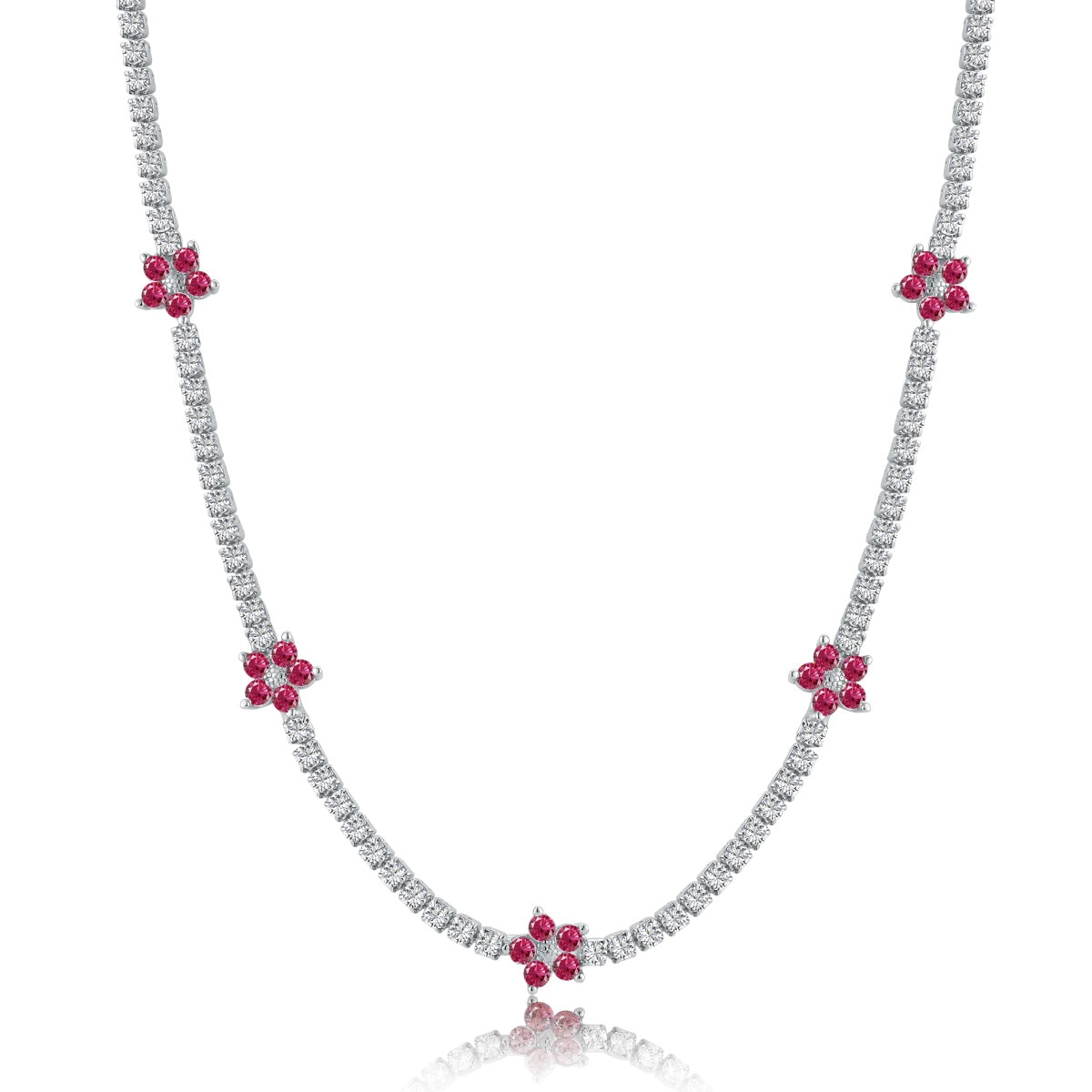 [Royal Jewelry]Luxurious Colorful Flower Tennis Necklace