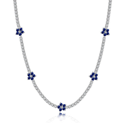 [Royal Jewelry]Luxurious Colorful Flower Tennis Necklace