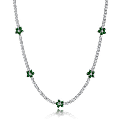 [Royal Jewelry]Luxurious Colorful Flower Tennis Necklace