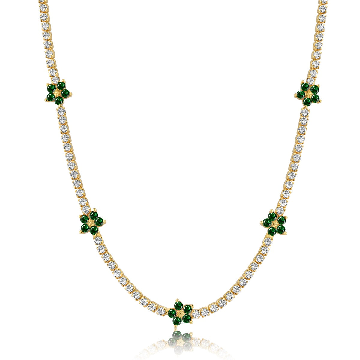 [Royal Jewelry]Luxurious Colorful Flower Tennis Necklace